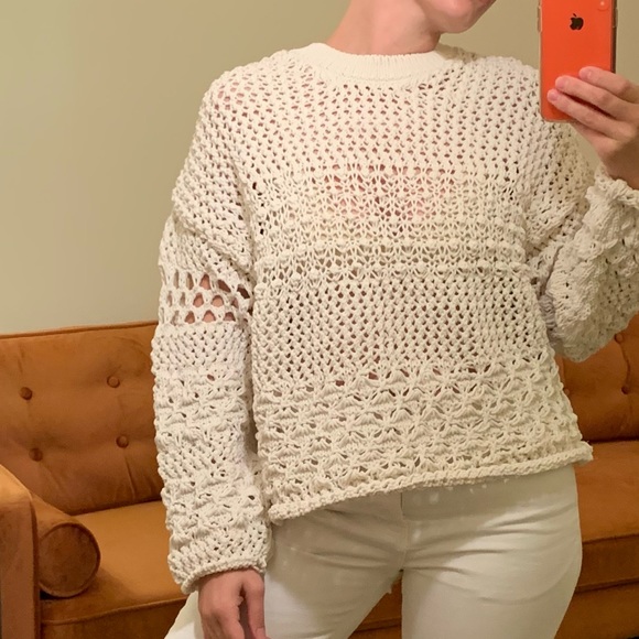 Zara NWT Textured Knit Sweater Cream Ecru White Chunky Small - Picture 11 of 11